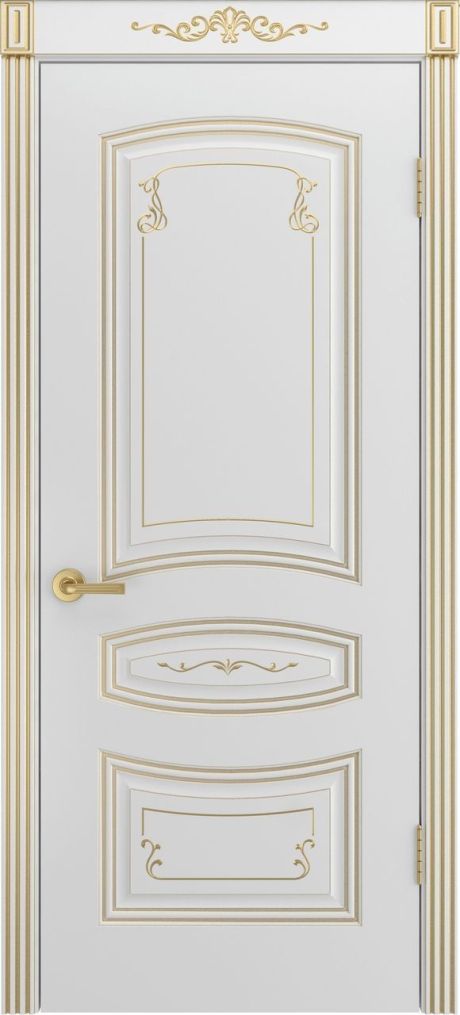 Глухая межкомнатная дверь Соната Грейс В2 Белый с патиной Золото Эмаль (Шейл Дорс)