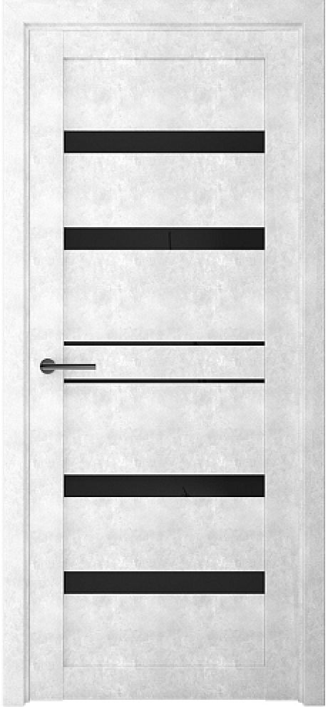 Межкомнатная дверь со стеклом Дрезден Светлый Бетон Стекло черное (ALBERO)