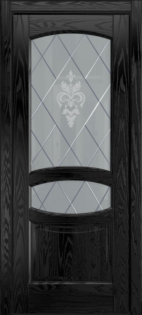 Межкомнатная дверь со стеклом София Неро Шпон (Мильяна)