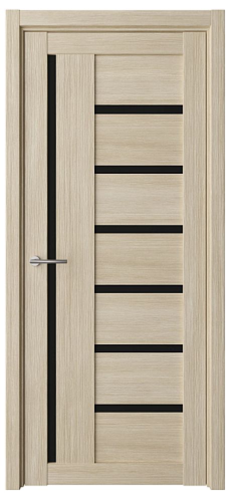 Межкомнатная дверь со стеклом Мадрид Лиственница мокко Эко-шпон Стекло черное (ALBERO)