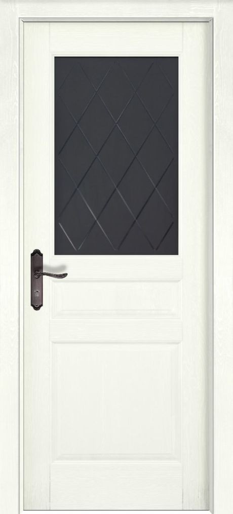 Межкомнатная дверь со стеклом Валенсия Белый Массив сосны (ОКА)