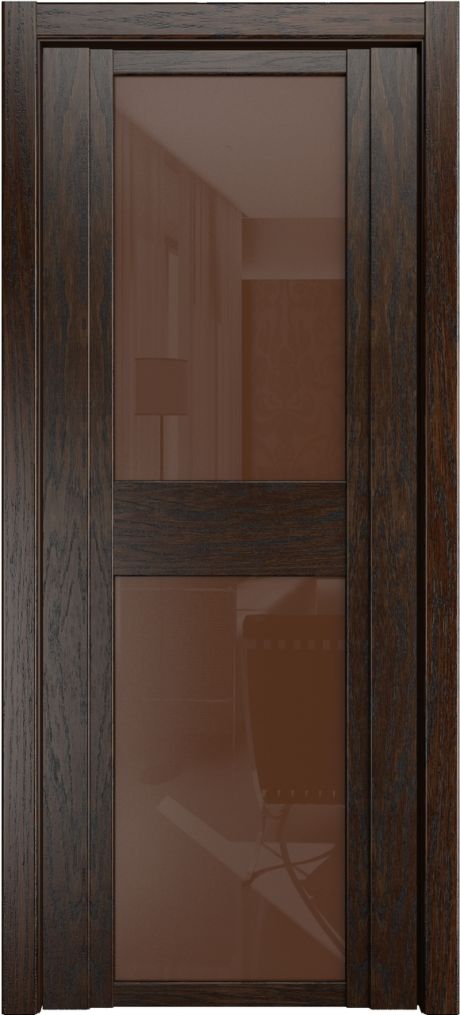 Межкомнатная дверь со стеклом QDO D Дуб коньячный Шпон (Мильяна)