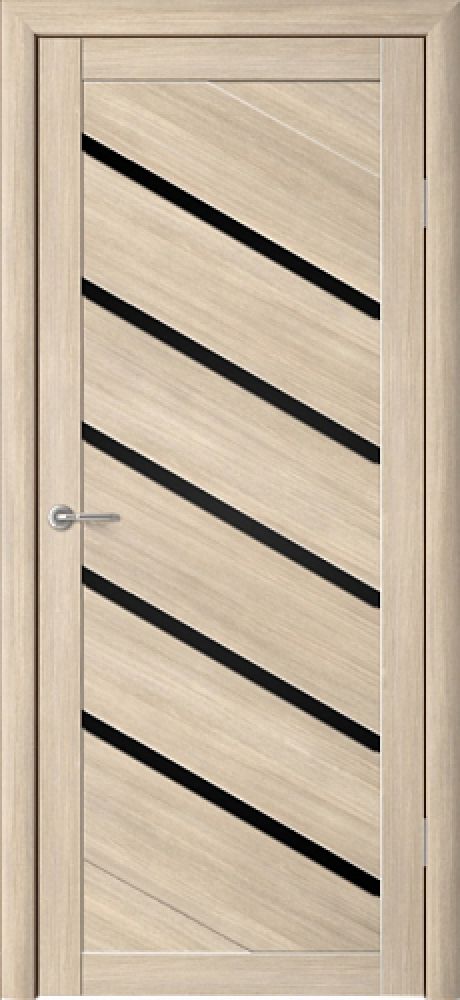 Межкомнатная дверь со стеклом Сингапур Лиственница мокко Эко-шпон Стекло черное (ALBERO)