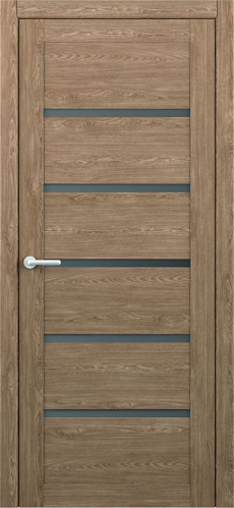 Межкомнатная дверь со стеклом Вена Натуральный дуб Эко-шпон Стекло графитовое (ALBERO)