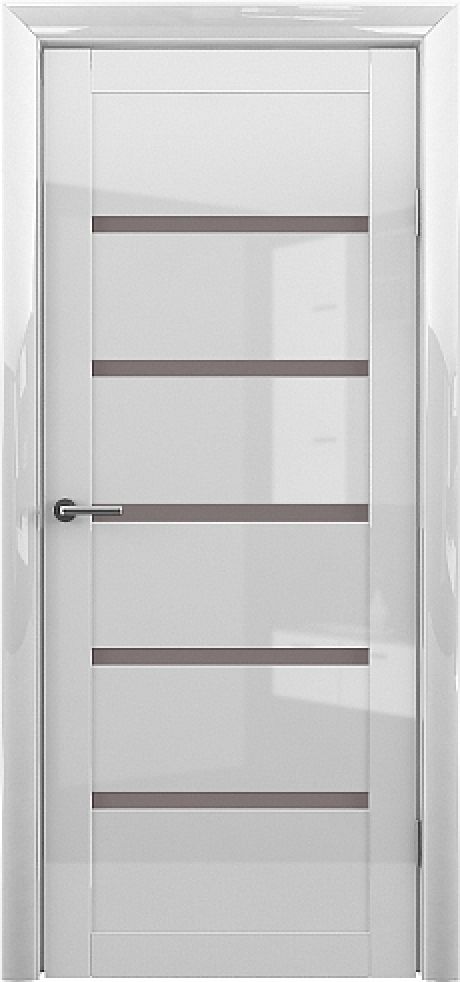 Межкомнатная дверь со стеклом Вена GL Белый глянец Глянец Стекло мателюкс бронза (ALBERO)