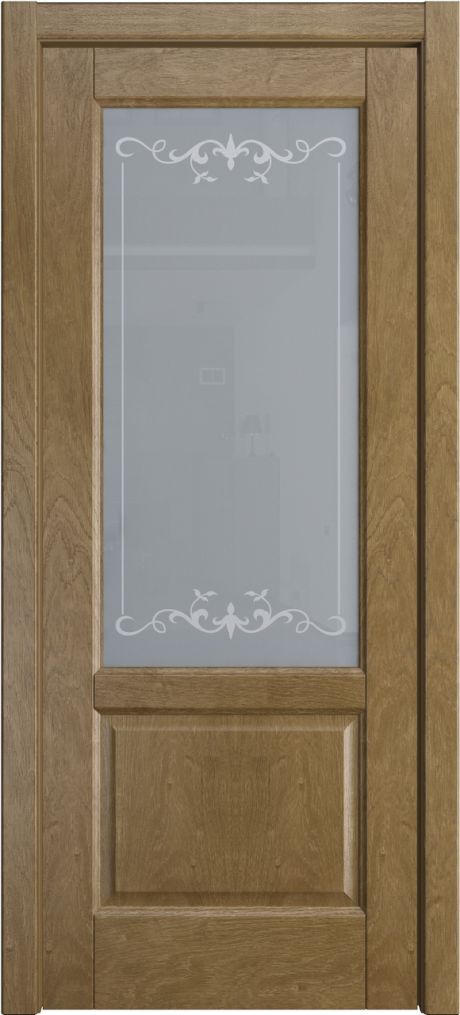 Межкомнатная дверь со стеклом Ровена Дуб янтарь Шпон (Мильяна)