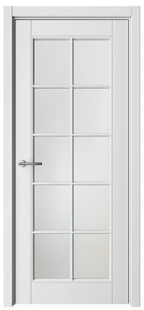Межкомнатная дверь со стеклом ПО Классика-5 Белый Эмаль Стекло мателюкс (ALBERO)
