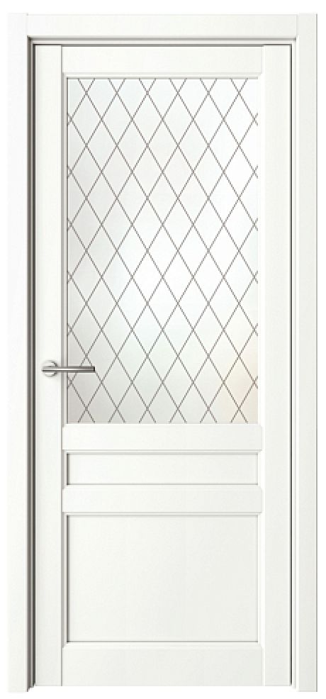 Межкомнатная дверь со стеклом Олимпия Белый Vinyl Стекло мателюкс "Рубин" (ALBERO)