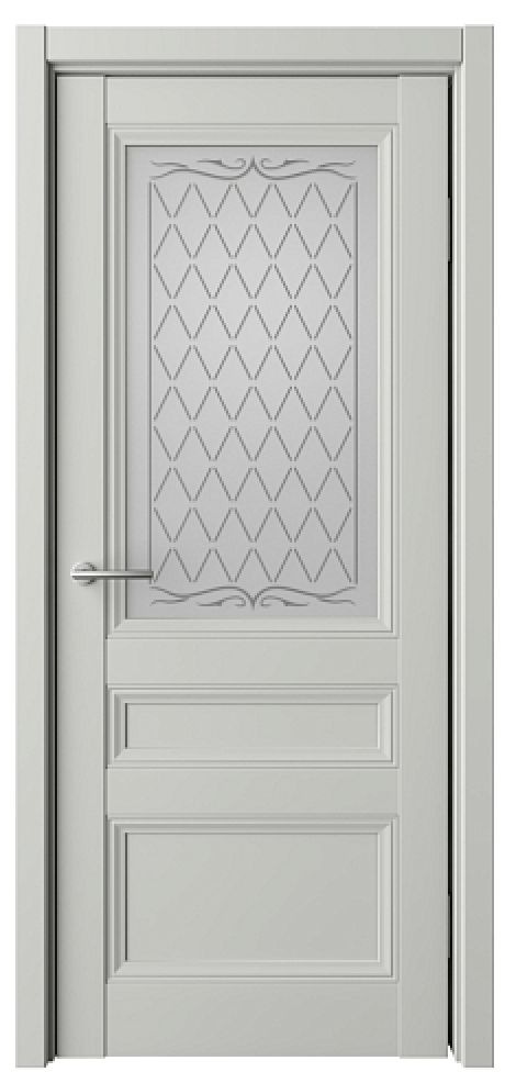 Межкомнатная дверь со стеклом Византия Платина Vinyl Стекло мателюкс "Титул серый" (ALBERO)