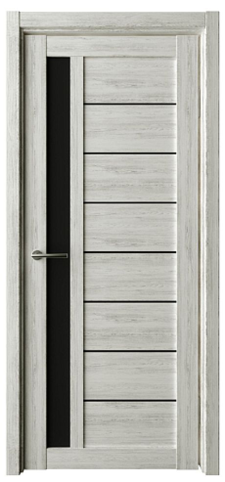 Межкомнатная дверь со стеклом Севилья Дуб нордик Эко-шпон Стекло черное (ALBERO)