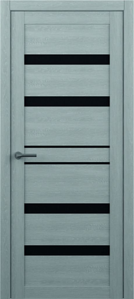 Межкомнатная дверь со стеклом Тренд-12 Ясень дымчатый Eco Tex Стекло черное (ALBERO)