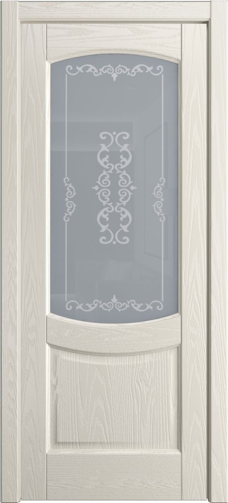 Межкомнатная дверь со стеклом Эрнеста Бежевый Шпон (Мильяна)