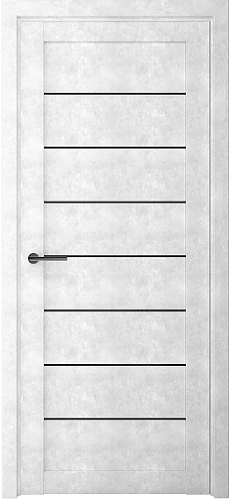 Межкомнатная дверь со стеклом Сеул Светлый Бетон Стекло черное (ALBERO)
