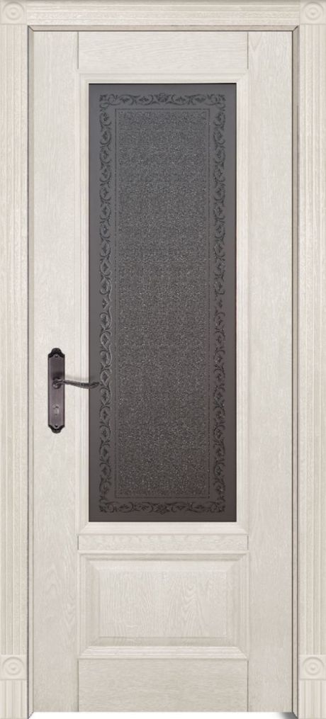 Межкомнатная дверь со стеклом Аристократ №4 Слоновая кость Массив дуба (ОКА)