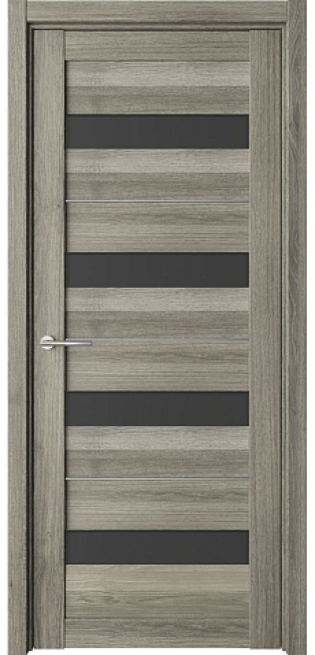 Межкомнатная дверь со стеклом Барселона Пепельный ясень Эко-шпон Стекло черное (ALBERO)