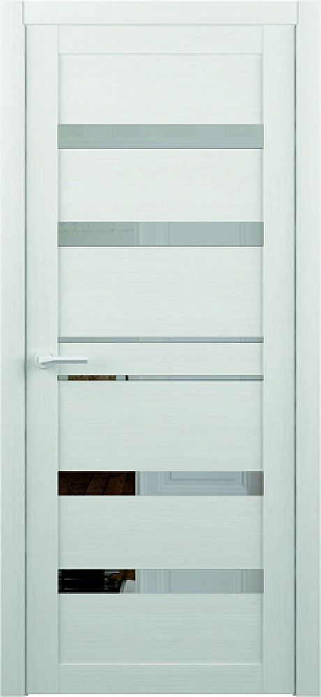 Межкомнатная дверь с зеркалом Тренд-12 Белая лиственница Eco Tex Зеркало (ALBERO)