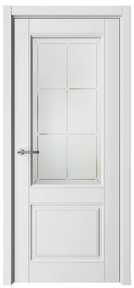 Межкомнатная дверь со стеклом ПО Классика-2 Белый Эмаль Стекло мателюкс "Прованс" (ALBERO)