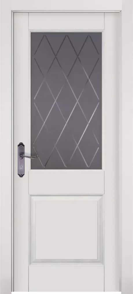 Межкомнатная дверь со стеклом Элегия Белый Массив ольхи (ОКА)