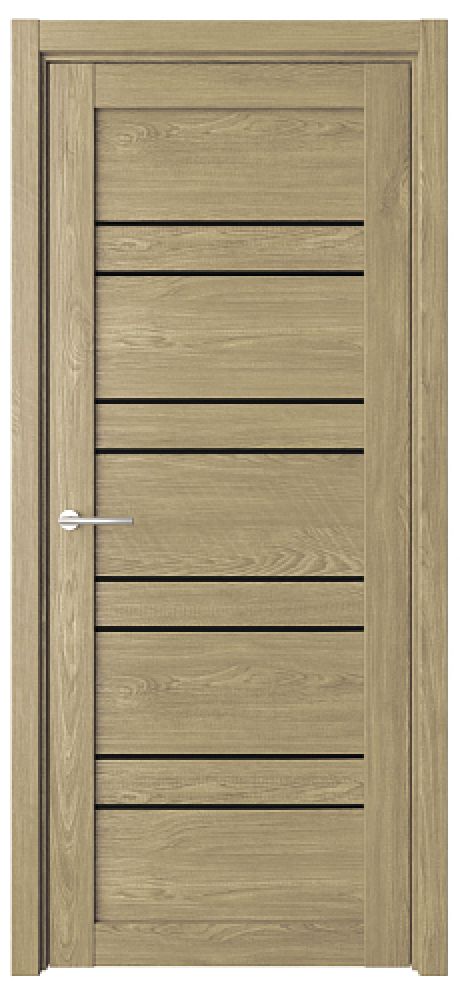 Межкомнатная дверь со стеклом Дублин Натуральный дуб Эко-шпон Стекло черное (ALBERO)