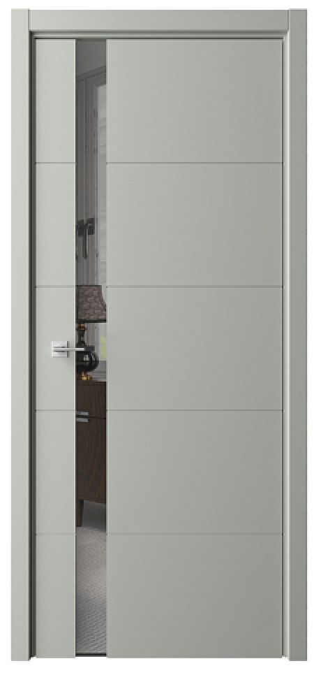 Межкомнатная дверь с зеркалом ПО Геометрия-7 Серый Эмаль Зеркало грей (ALBERO)