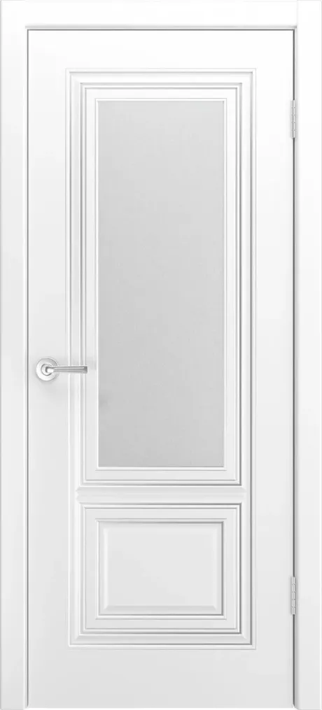 Межкомнатная дверь со стеклом Фави В0 Белый с патиной Серебро Эмаль (Бипи Дорс)