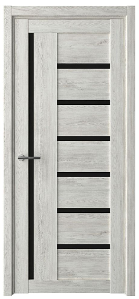 Межкомнатная дверь со стеклом Мадрид Дуб нордик Эко-шпон Стекло черное (ALBERO)