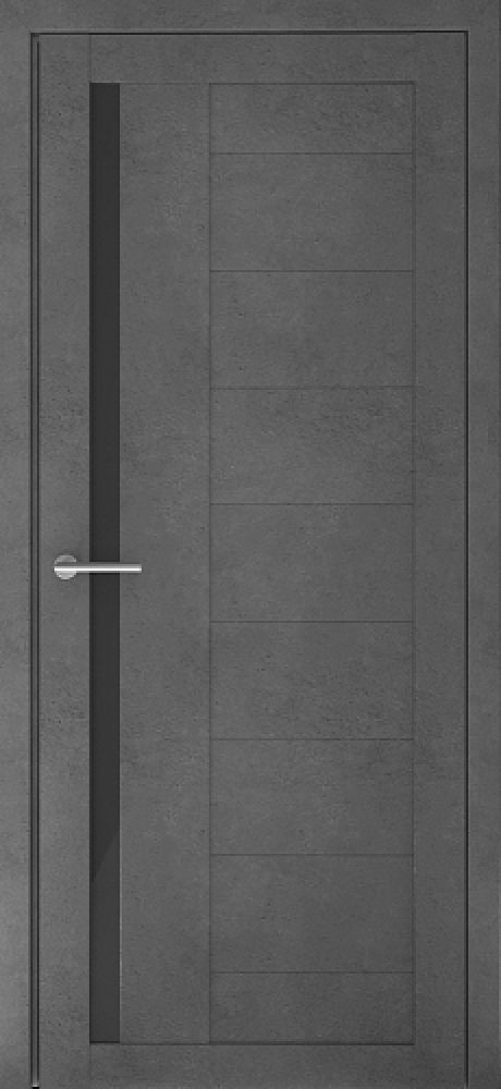 Межкомнатная дверь со стеклом Валенсия Темный Бетон Стекло черное (ALBERO)