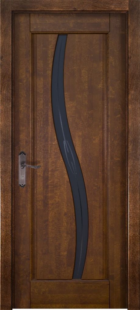 Межкомнатная дверь со стеклом Соло Античный орех Массив ольхи (ОКА)