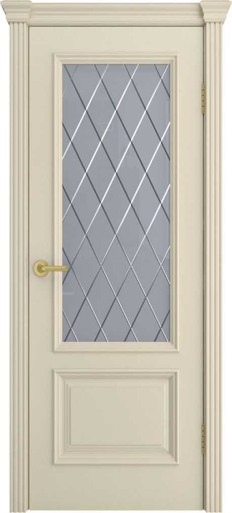Межкомнатная дверь со стеклом Версаль-1 Крем Эмаль (Мильяна)