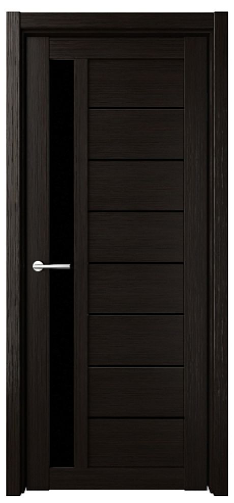 Межкомнатная дверь со стеклом Севилья Темный кипарис Эко-шпон Стекло черное (ALBERO)