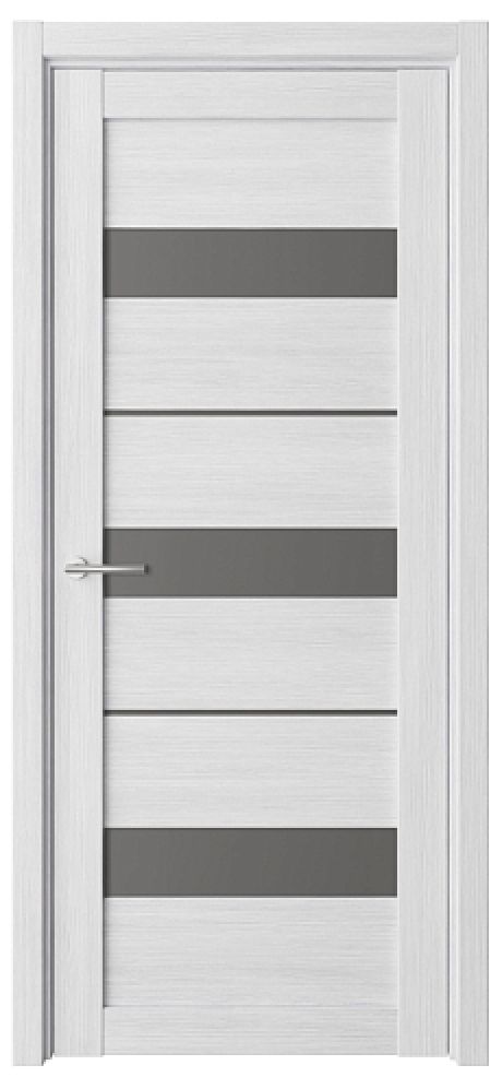 Межкомнатная дверь со стеклом Прага Кедр снежный Эко-шпон Стекло графитовое (ALBERO)