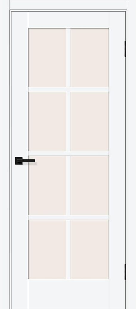 Межкомнатная дверь остекленная Прима-11.1 White Silk (BRAVO)