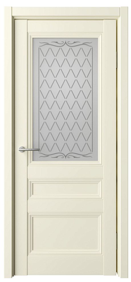 Межкомнатная дверь со стеклом Византия Ваниль Vinyl Стекло мателюкс "Титул серый" (ALBERO)