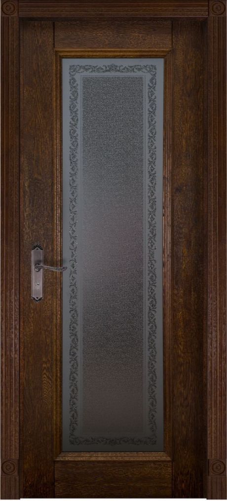 Межкомнатная дверь со стеклом Аристократ №5 Античный орех Массив дуба (ОКА)