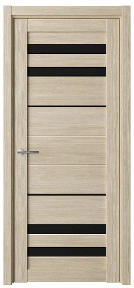 Межкомнатная дверь со стеклом Пекин Лиственница мокко Эко-шпон Стекло черное (ALBERO)