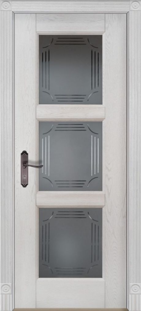 Межкомнатная дверь со стеклом Турин Вайт Массив дуба (ОКА)