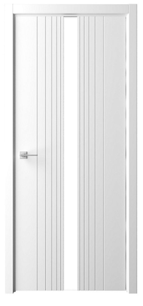 Межкомнатная дверь со стеклом ПО Геометрия-8 Белый Эмаль Стекло белое (ALBERO)