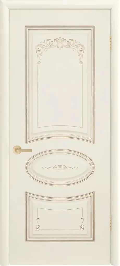 Глухая межкомнатная дверь Ария Грейс В4 Слоновая кость с патиной Белое золото Эмаль (Шейл Дорс)