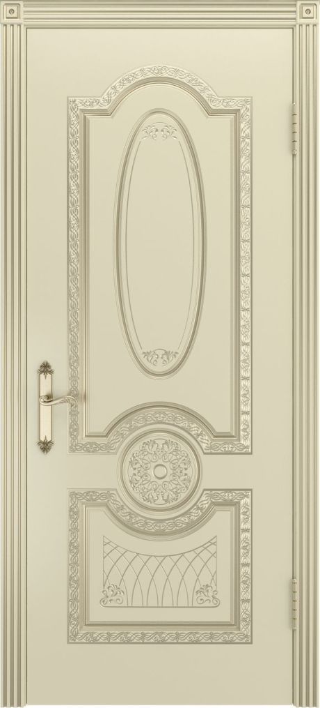 Глухая межкомнатная дверь Гармония Слоновая кость с патиной Белое золото Эмаль (Бипи Дорс)