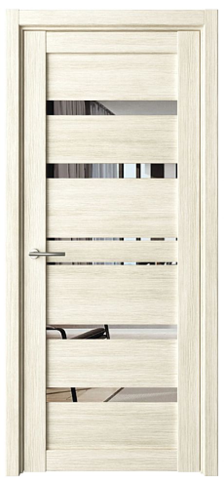 Межкомнатная дверь с зеркалом Дрезден Белый кипарис Эко-шпон Зеркало (ALBERO)