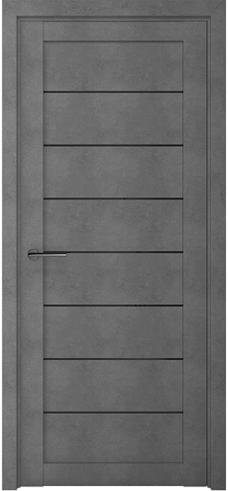 Межкомнатная дверь со стеклом Сеул Темный Бетон Стекло черное (ALBERO)