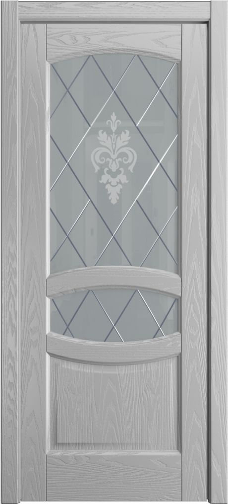 Межкомнатная дверь со стеклом София Светло серая Шпон (Мильяна)