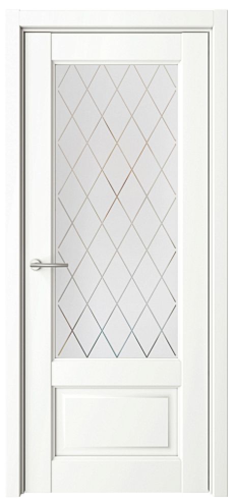 Межкомнатная дверь Эрмитаж-1 Белый Vinyl Мателюкс с алмазной гравировкой "Ромб" (ALBERO)