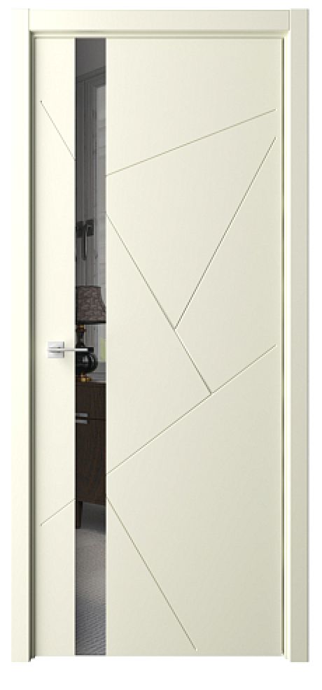 Межкомнатная дверь с зеркалом ПО Геометрия-6 Латте Эмаль Зеркало грей (ALBERO)