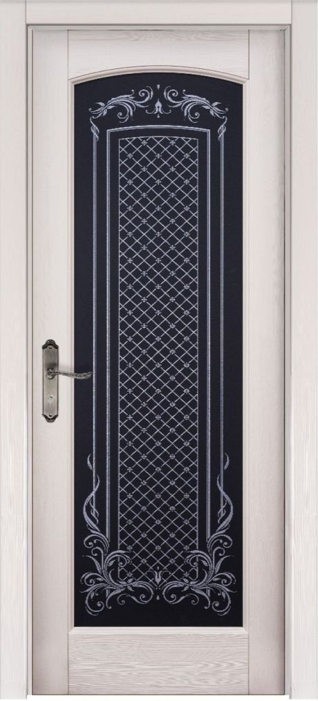 Межкомнатная дверь со стеклом Витраж Слоновая кость Массив сосны (ОКА)