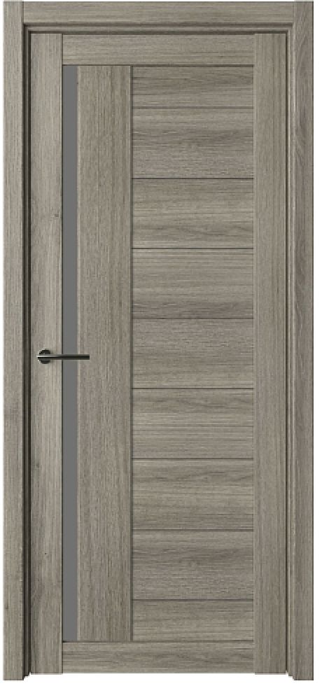 Межкомнатная дверь со стеклом Валенсия Пепельный ясень Эко-шпон Стекло графитовое (ALBERO)