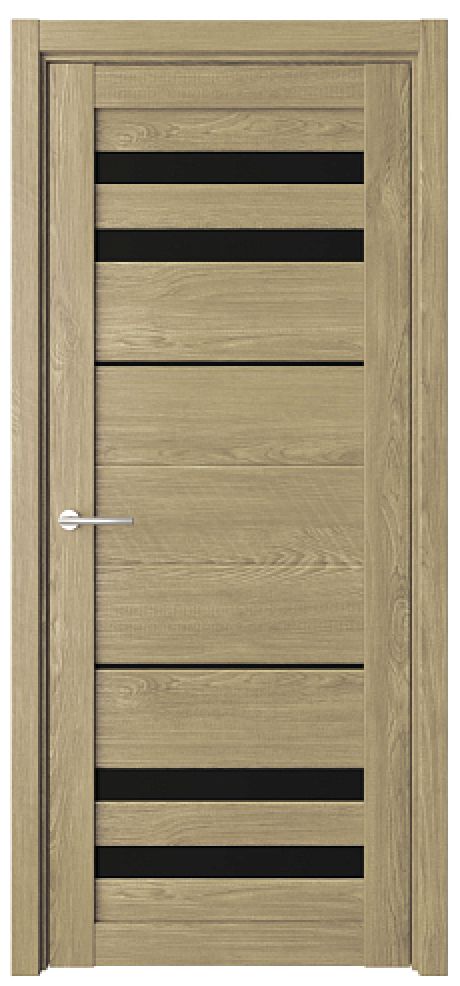 Межкомнатная дверь со стеклом Пекин Натуральный дуб Эко-шпон Стекло черное (ALBERO)