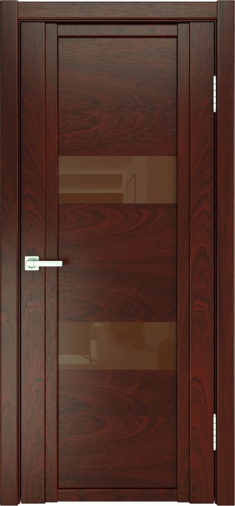 Межкомнатная дверь со стеклом QDO N Красное дерево Шпон (Мильяна)