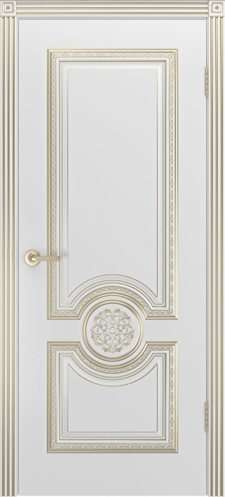 Глухая межкомнатная дверь Гамма Корона В1 Слоновая кость с патиной Золото Эмаль (Шейл Дорс)