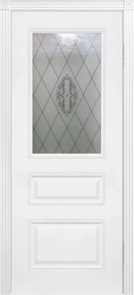 Межкомнатная дверь со стеклом Трио В1 Белый Эмаль (Шейл Дорс)